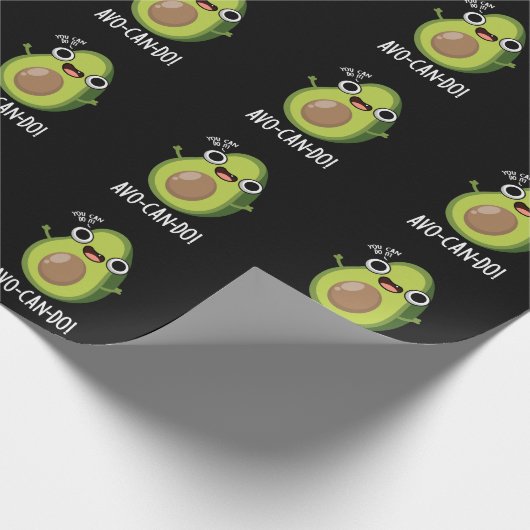 Avo-can-do Funny Avocado Pun Dark BG Geschenkpapier (Ecke)