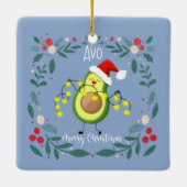 Avo fröhliche Weihnachtsweih Avocado-Lichtkarte Keramikornament (Rückseite)