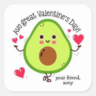 Avo Great Valentine's Day Avocado Valentinstag Quadratischer Aufkleber