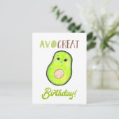 Avo großen Geburtstag kawaii handgezeichnete Avoca Postkarte (Stehend Vorderseite)