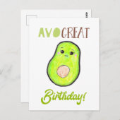 Avo großen Geburtstag kawaii handgezeichnete Avoca Postkarte (Vorne/Hinten)