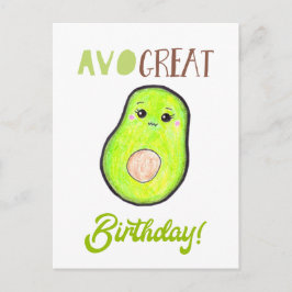 Avo großen Geburtstag kawaii handgezeichnete Avoca Postkarte