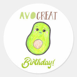 Avo großen Geburtstag kawaii handgezeichnete Avoca Runder Aufkleber