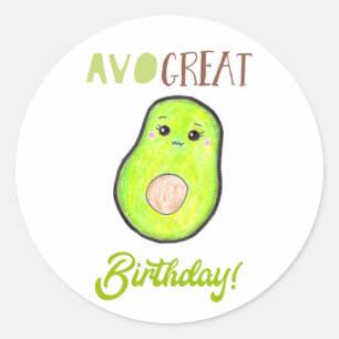 Avo großen Geburtstag kawaii handgezeichnete Avoca Runder Aufkleber