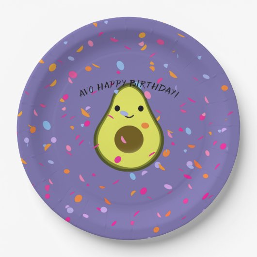 Avo Happy Birthday Funny Avocado Pun Pappteller (Vorderseite)