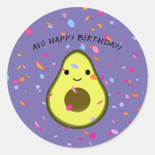 Avo Happy Birthday Funny Avocado Pun Runder Aufkleber