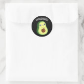 Avoc-adorable Funny Avocado Pun Dark BG Runder Aufkleber (Tasche)