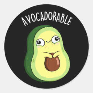 Avoc-adorable Funny Avocado Pun Dark BG Runder Aufkleber