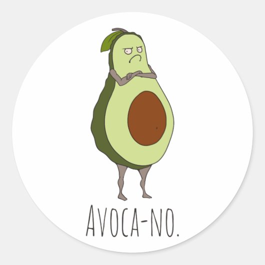 Avoca-no: Grumpy Avocado Runder Aufkleber (Vorderseite)