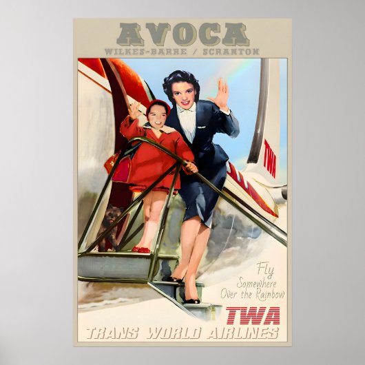 Avoca Scranton Wilkes-Barre TWA Trans World Poster (Vorne)