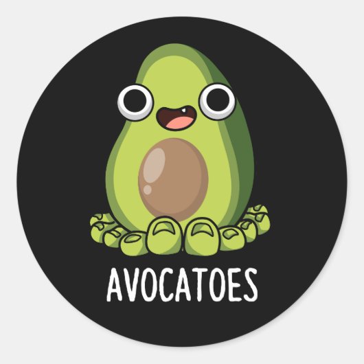 Avoca-toes Funny Avocado Puns Dark BG Runder Aufkleber (Vorderseite)