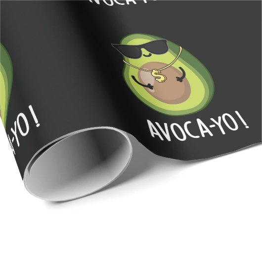 Avoca-yo Funny Cool Avocado Pun Dark BG Geschenkpapier (Rolleneckpunkt)