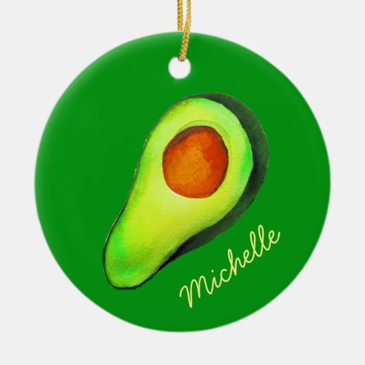 Avocado-Abhängig niedlicher Ava-Grün Keramik Ornament (Vorne)