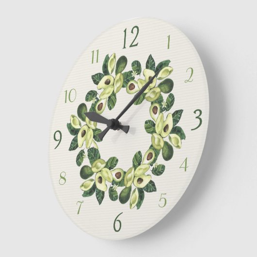 Avocado Abundance Wreath Contemporary Große Wanduhr (Winkel)