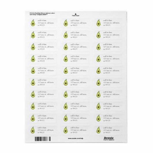 Avocado Address Labels (Vorne)