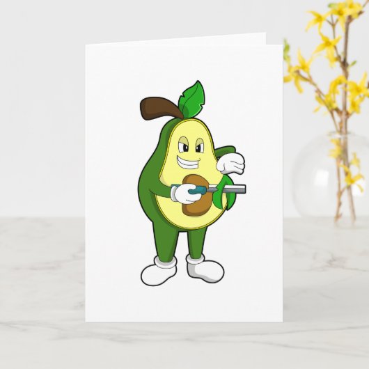 Avocado als Friseur mit Razor Karte (Gelbe Blume)