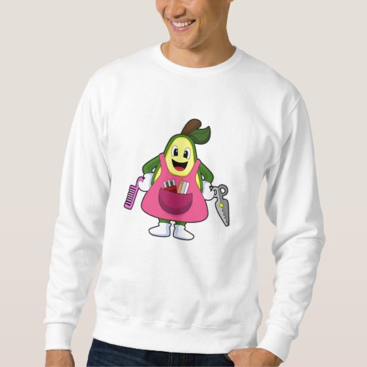 Avocado als Friseur mit Schere & Kamin Sweatshirt (Vorderseite)