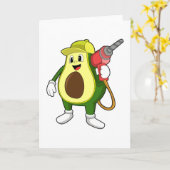 Avocado als Handwerker mit Bohrer Karte (Gelbe Blume)