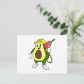 Avocado als Handwerker mit Bohrer Postkarte (Stehend Vorderseite)