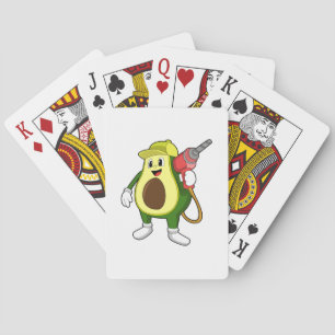 Avocado als Handwerker mit Bohrer Spielkarten