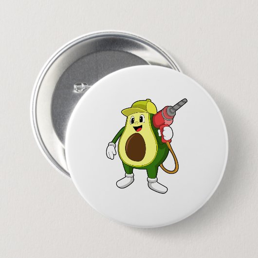 Avocado als Handwerker mit Drill Button (Vorne & Hinten)