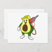 Avocado als Handwerker mit Drill Postkarte (Vorne/Hinten)