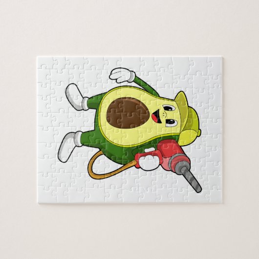 Avocado als Handwerker mit Drill Puzzle (Horizontal)