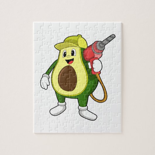 Avocado als Handwerker mit Drill Puzzle (Vertikal)
