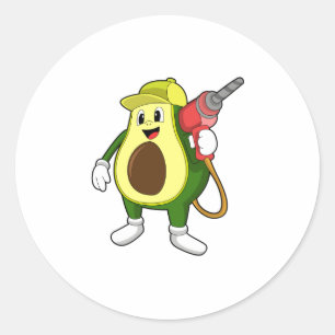 Avocado als Handwerker mit Drill Runder Aufkleber