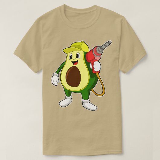 Avocado als Handwerker mit Drill T-Shirt (Design vorne)