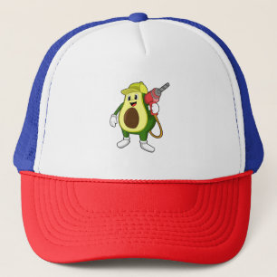 Avocado als Handwerker mit Drill Truckerkappe