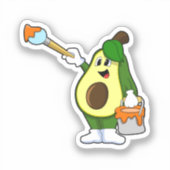 Avocado als Maler mit Pinsel Aufkleber (Vorderseite)