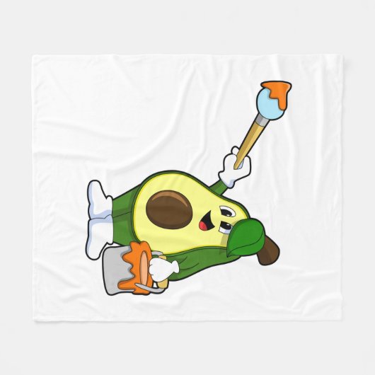 Avocado als Maler mit Pinsel Fleecedecke (Vorderseite (Horizontal))