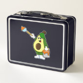 Avocado als Maler mit Pinsel Metall Brotdose (Rückseite)