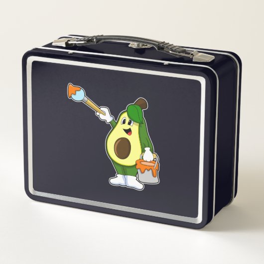 Avocado als Maler mit Pinsel Metall Brotdose (Rückseite)
