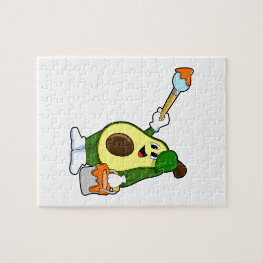 Avocado als Maler mit Pinsel Puzzle (Horizontal)