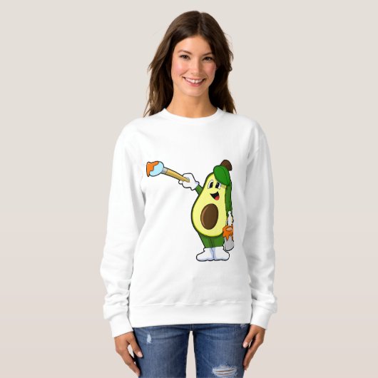 Avocado als Maler mit Pinsel Sweatshirt (Vorne ganz)