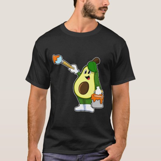 Avocado als Maler mit Pinsel T-Shirt (Vorderseite)