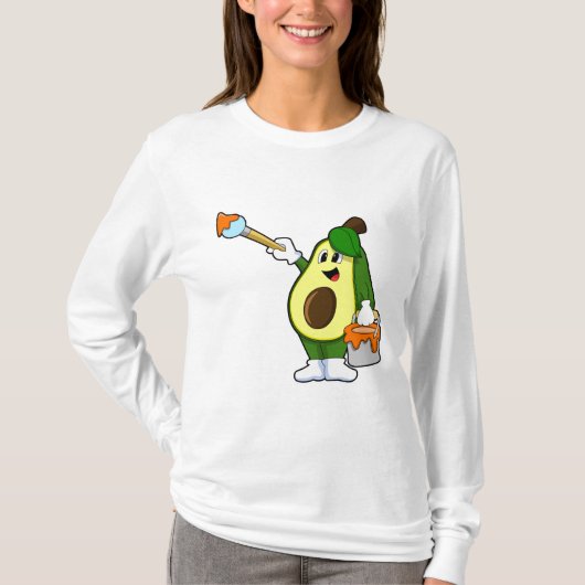 Avocado als Maler mit Pinsel T-Shirt (Vorderseite)