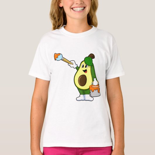 Avocado als Maler mit Pinsel T-Shirt (Vorderseite)