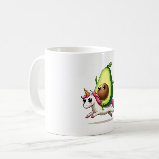 Avocado auf Einhorn Kaffeetasse (Vorderseite Links)