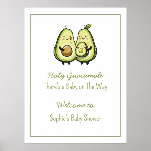 Avocado Baby Dusche Begrüßungszeichen Poster (Vorne)
