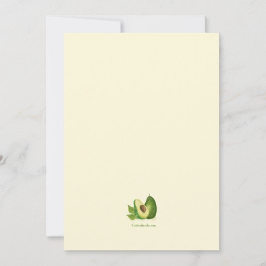 Avocado Baby Dusche Einladung (Rückseite)