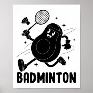 Avocado Badminton Gesunde vegetarische Ernährung Poster