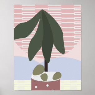 Avocado-Baum-Rosé dezente Geometrie Poster