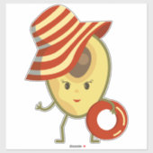 Avocado Beach Girl mit Sonnenmütze und Schwimmring Aufkleber (Blatt)