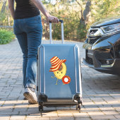 Avocado Beach Girl mit Sonnenmütze und Schwimmring Aufkleber (Koffer Insitu)
