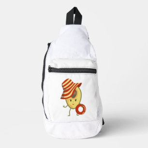 Avocado Beach Girl mit Sonnenmütze und Schwimmring Crossbody Bag