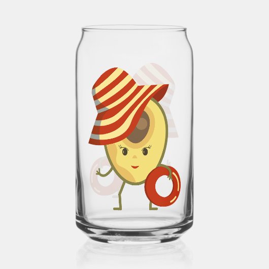 Avocado Beach Girl mit Sonnenmütze und Schwimmring Dosenglas (Vorderseite)