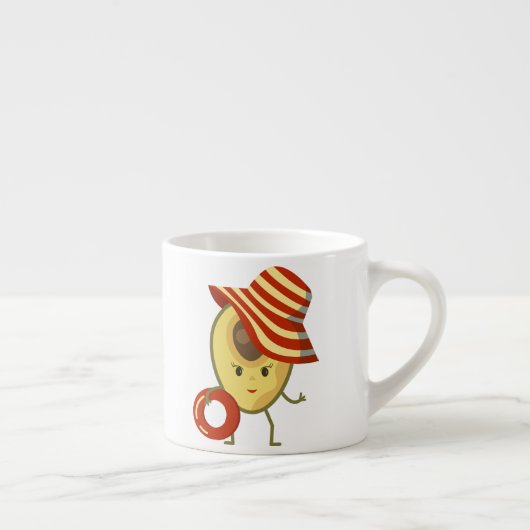 Avocado Beach Girl mit Sonnenmütze und Schwimmring Espressotasse (Rechts)